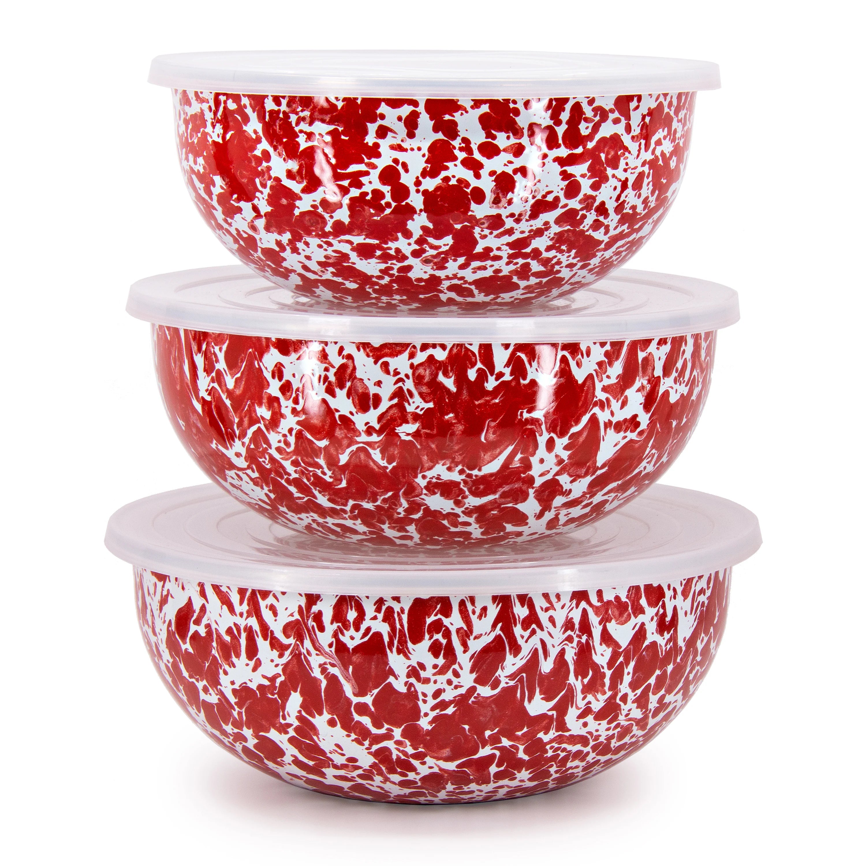 Red Swirl Mixing Bowls (Set of 3)