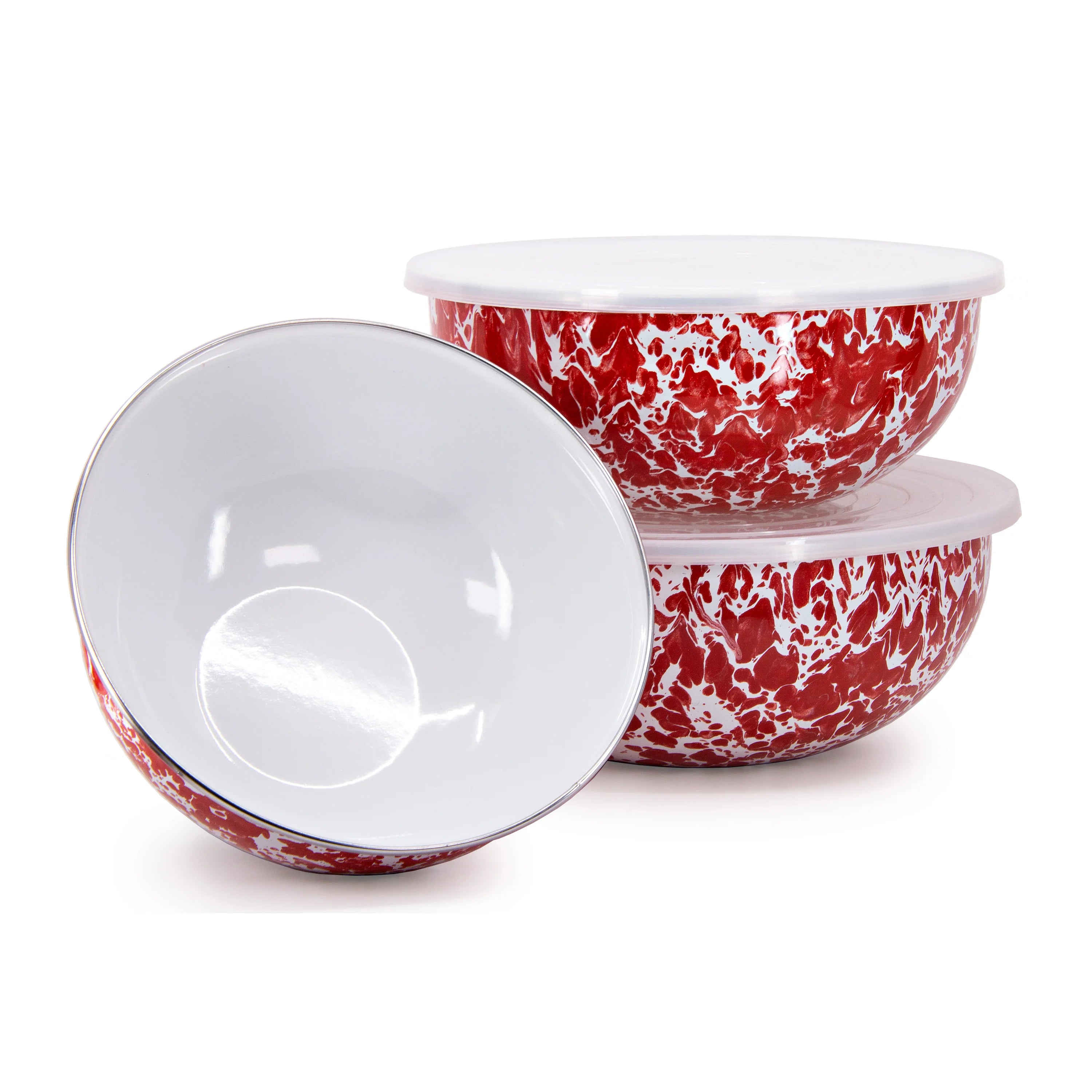 Red Swirl Mixing Bowls (Set of 3)