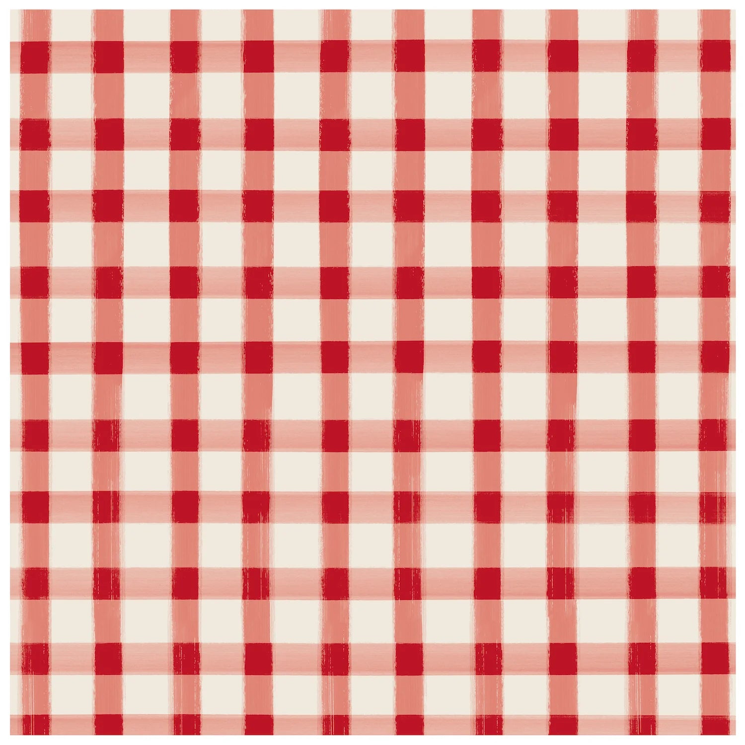 Red Painted Check Cocktail Napkins