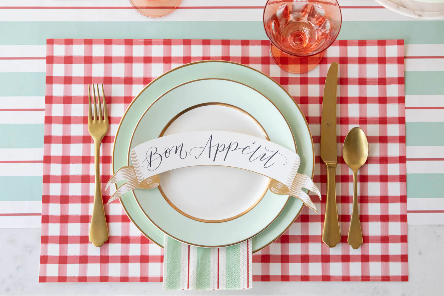 Red Painted Check Paper Placemats