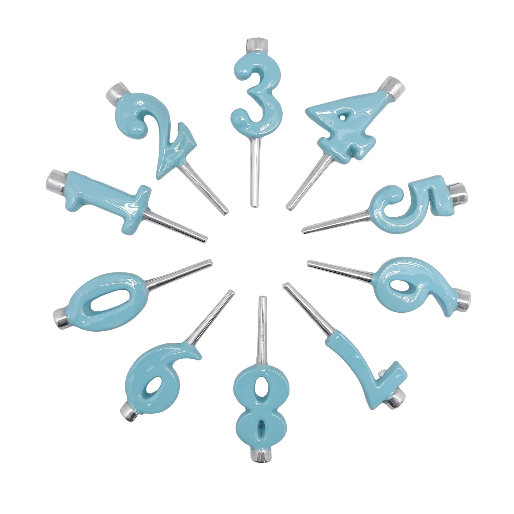 Number Candle Holder Set - Blue