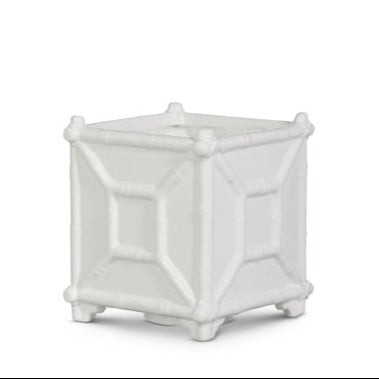 6" White Bamboo Planter