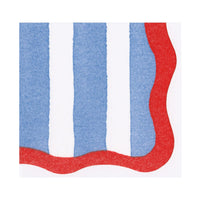 Cafe Stripe Scallop Blue/Red Paper Linen Die Cut Napkins
