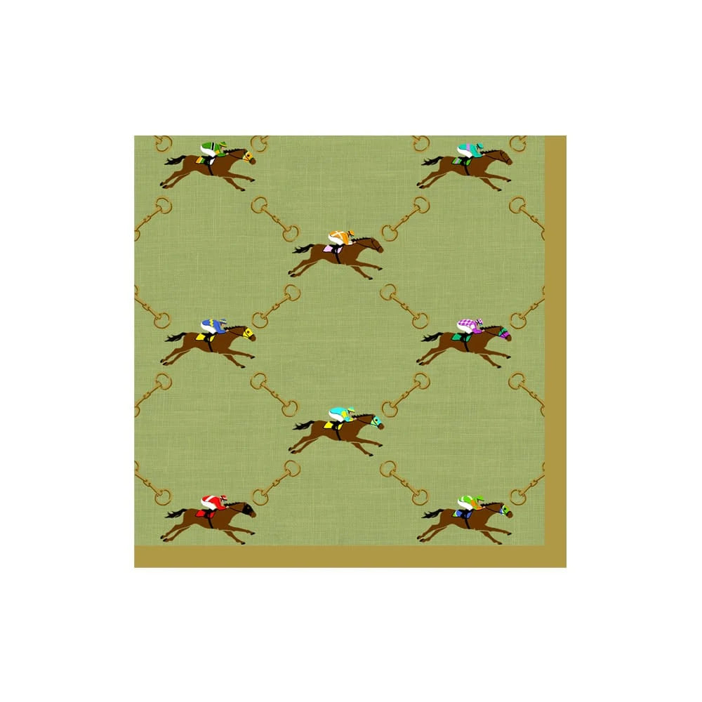 And They're Off! Sage Cocktail Napkin - package of 20