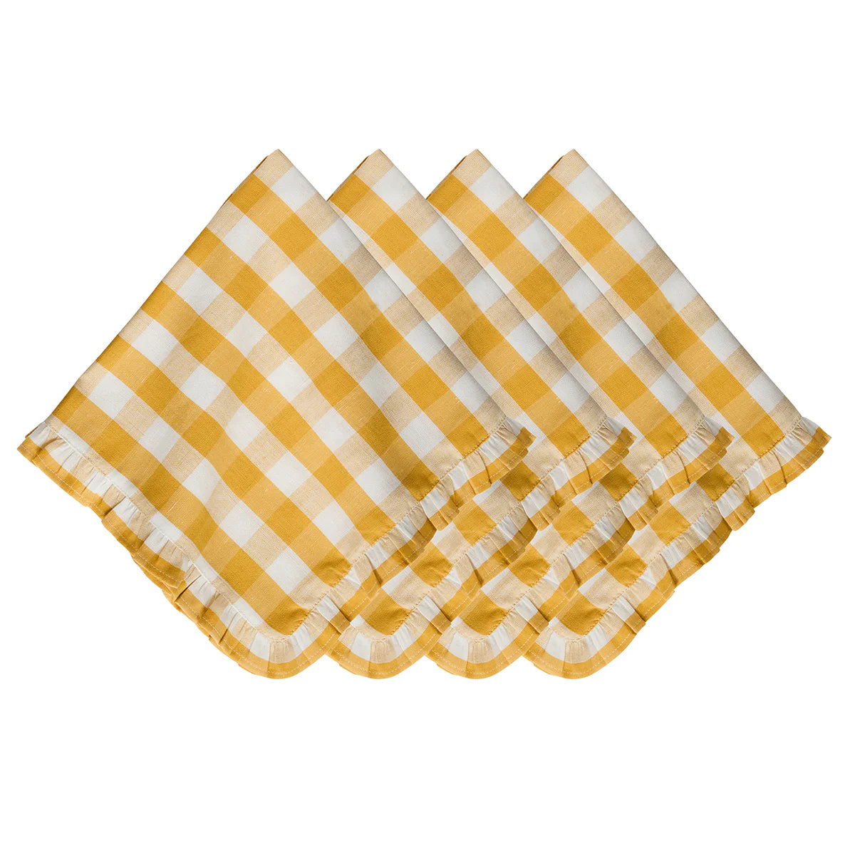 Juliska Cloth Napkin Set - Gingham Ruffle, Set of 4
