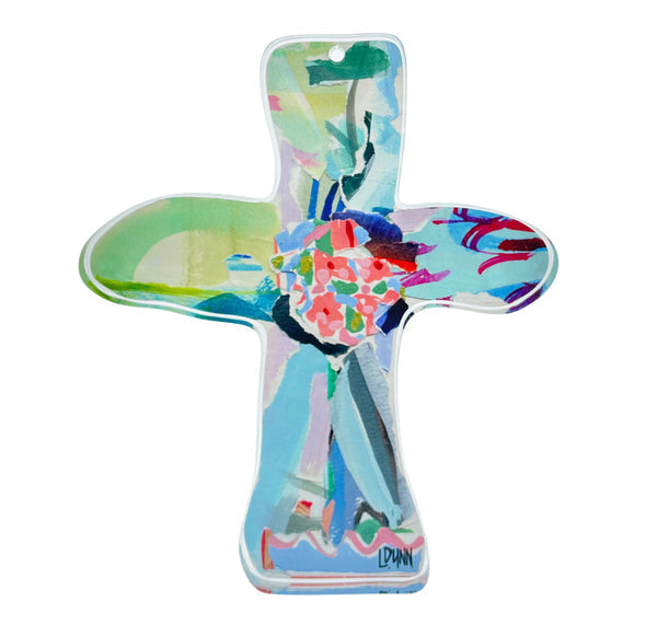 Blue Everlasting Love Cross Figurine