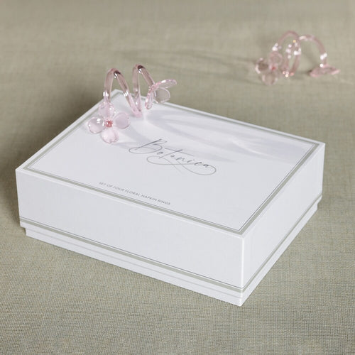 Glass Flower Napkin Rings, Set of 4