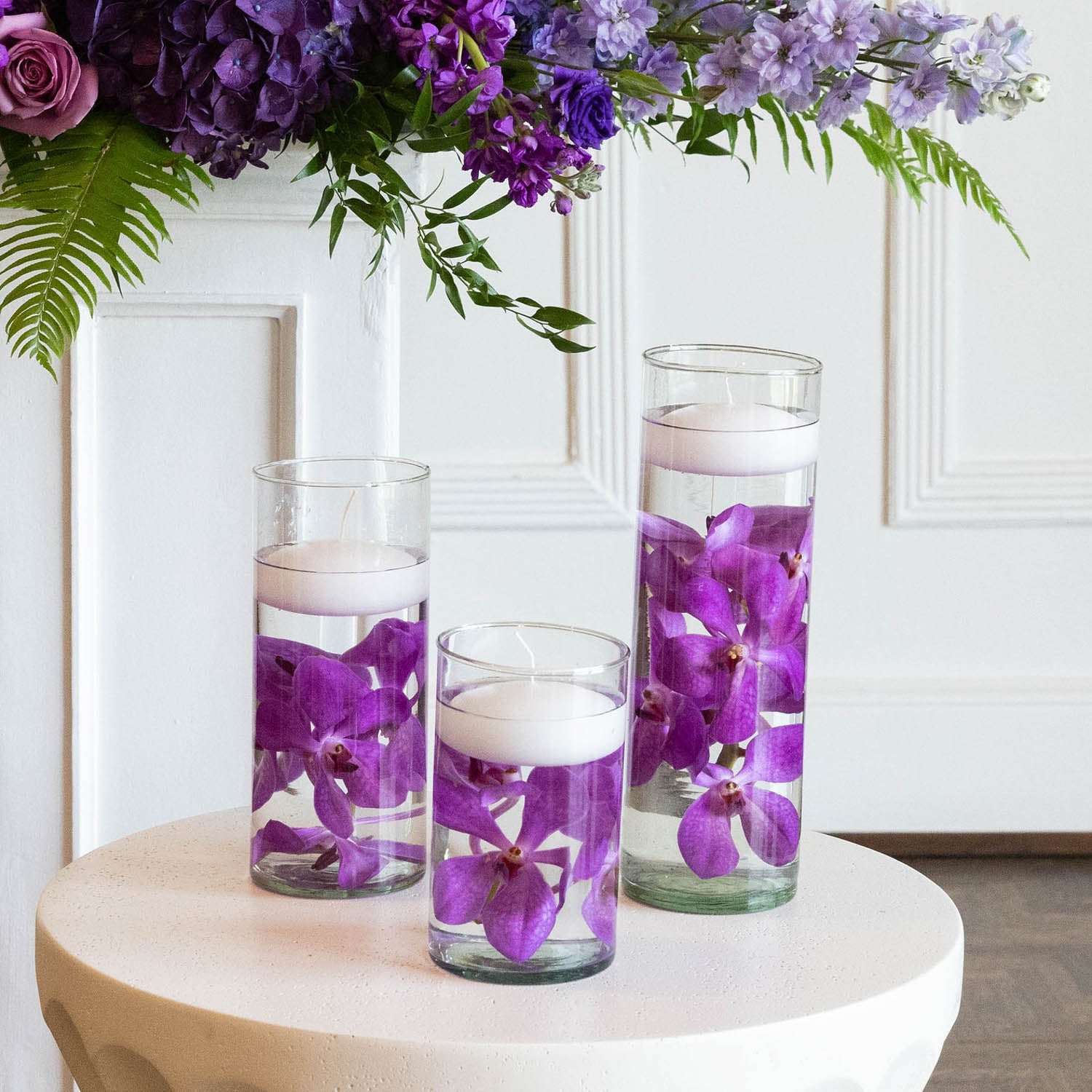 Floating Candle Set - Purple Orchid Petals