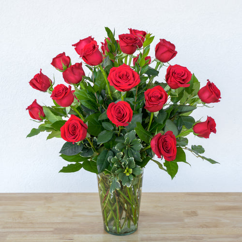 2 Dozen Classic Red Roses Arranged