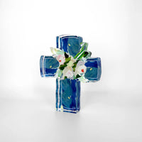 Blue Confetti Cross Figurine