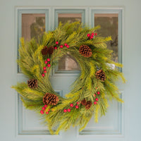 Pine Garland Wreath w/ Berries