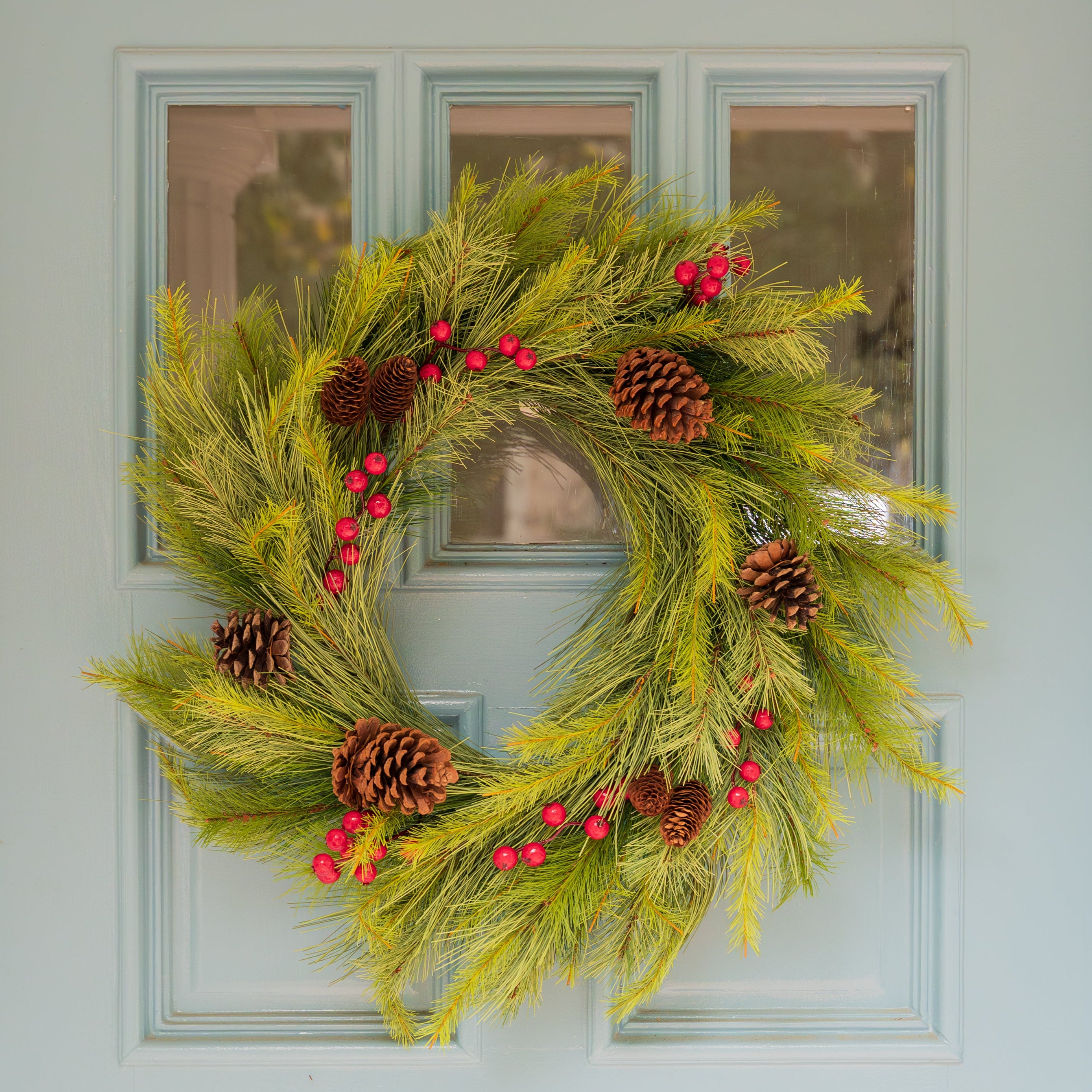 Pine Garland Wreath w/ Berries