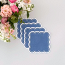 Scalloped Cocktail Napkins - Blue Dot (Set of 4)