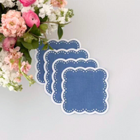 Scalloped Cocktail Napkins - Blue Dot (Set of 4)