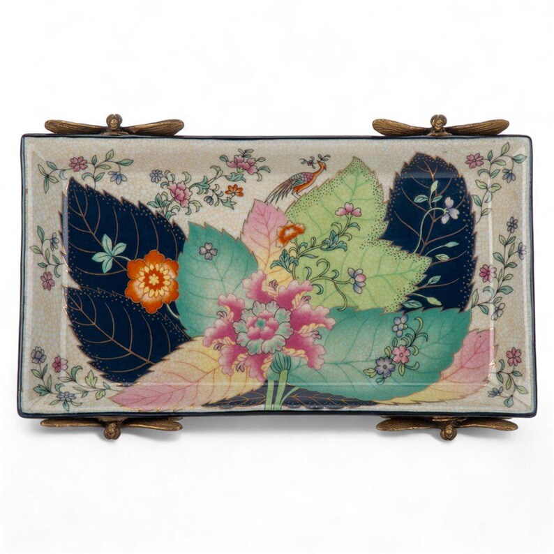 Dragonfly Footed Tray 10" x 7”