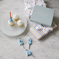 Number Candle Holder Set - Blue