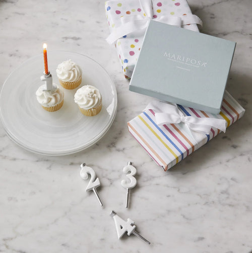 Number Candle Holder Set - White