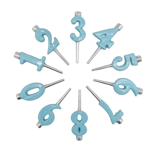 Number Candle Holder Set - Blue