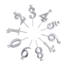 Number Candle Holder Set - Silver
