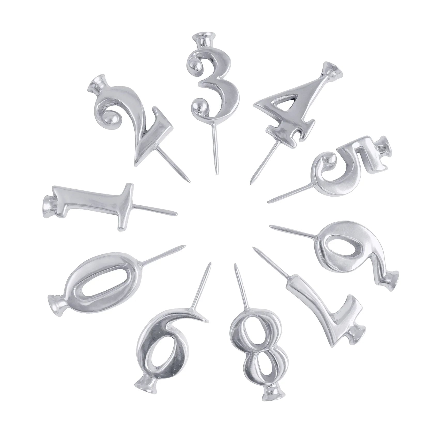 Number Candle Holder Set - Silver