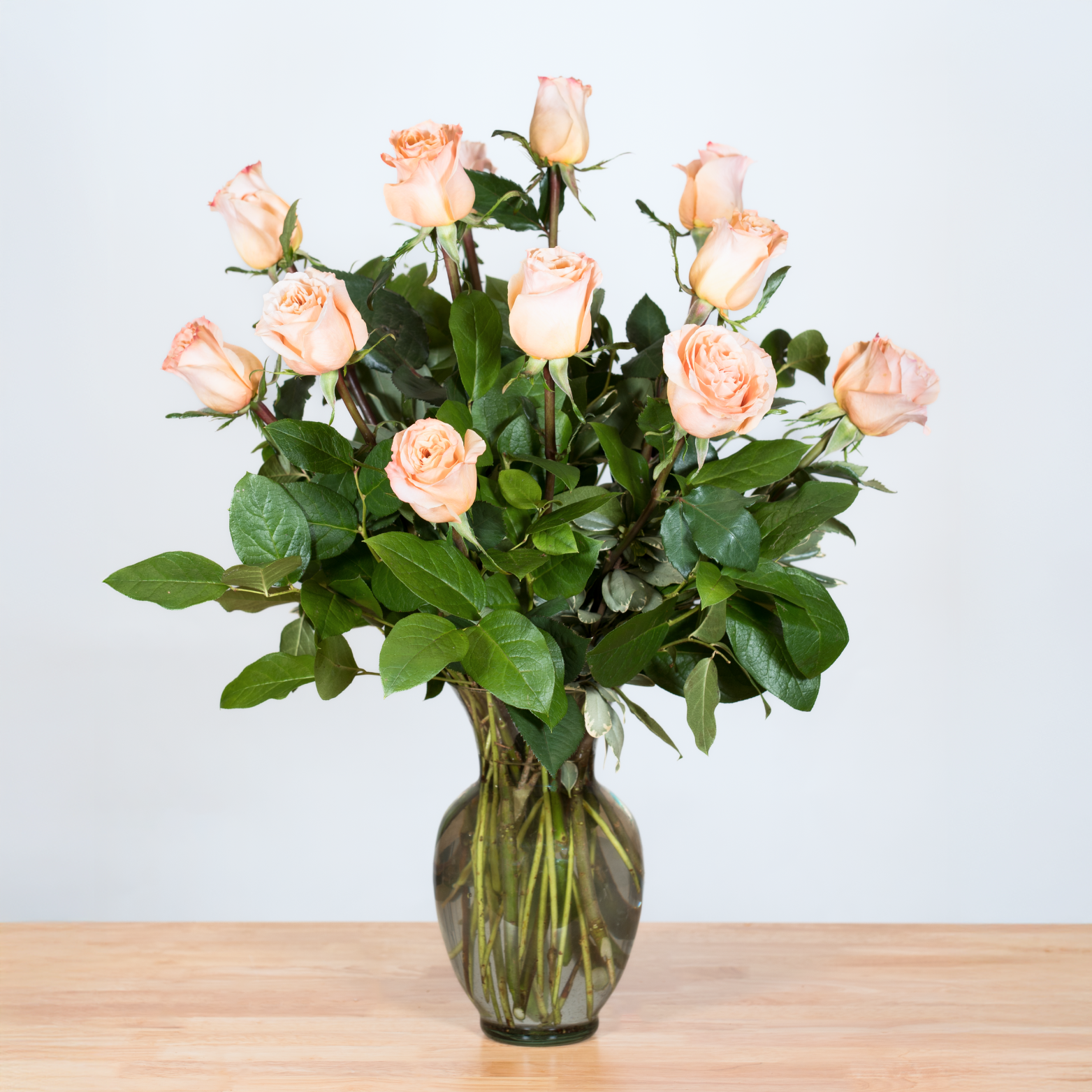 Peach Shimmer Roses Arranged