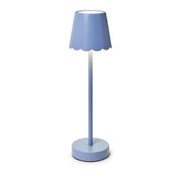 LED Cordless Table Lamp with Scalloped Edge Shade - Blue