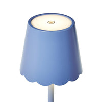 LED Cordless Table Lamp with Scalloped Edge Shade - Blue