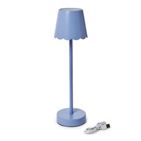 LED Cordless Table Lamp with Scalloped Edge Shade - Blue