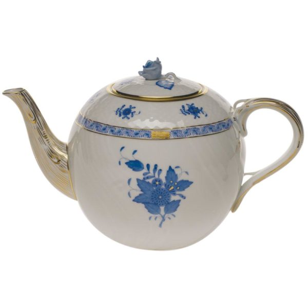 Chinese Bouquet Tea Pot w Rose Deluxe
