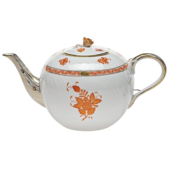 Chinese Bouquet Tea Pot w Rose Premium