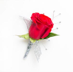 Rose Boutonniere with Rhinestones