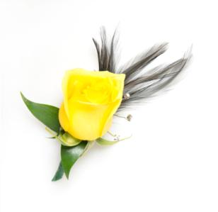 Rose Boutonniere with Feathers