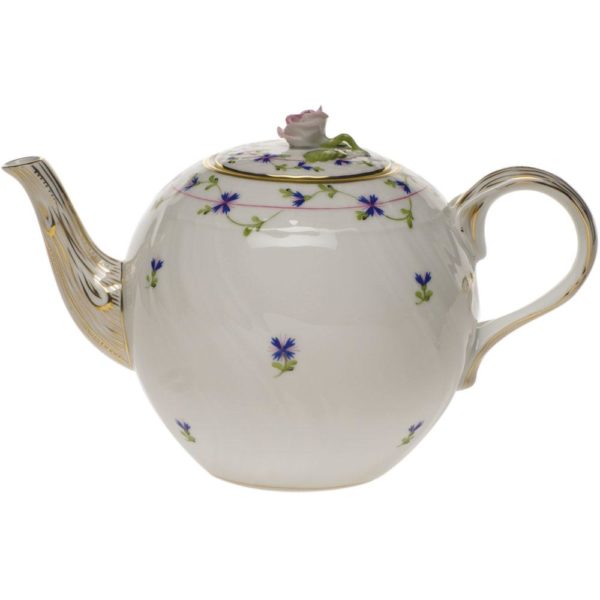 Blue Garland Tea Pot w Rose